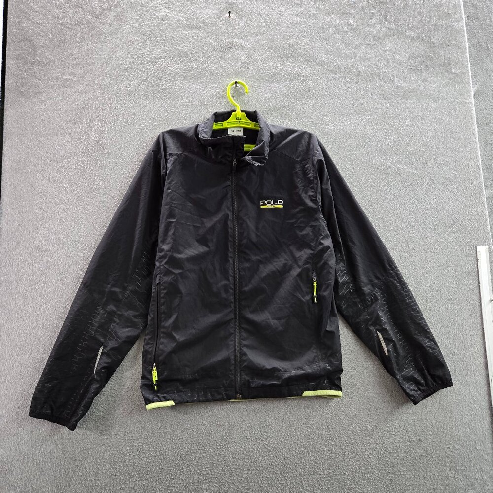 Polo Sport Men Jacket Black Activewear Logo Zipper Long Sleeve